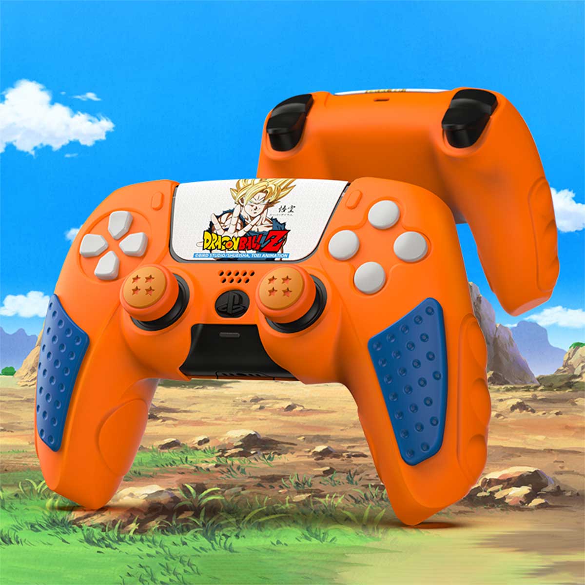 Pack Coque Rigide Dragon Ball Z + Grips + Stickers Pour Manette PS5 DualSense – Goku & Frieza
