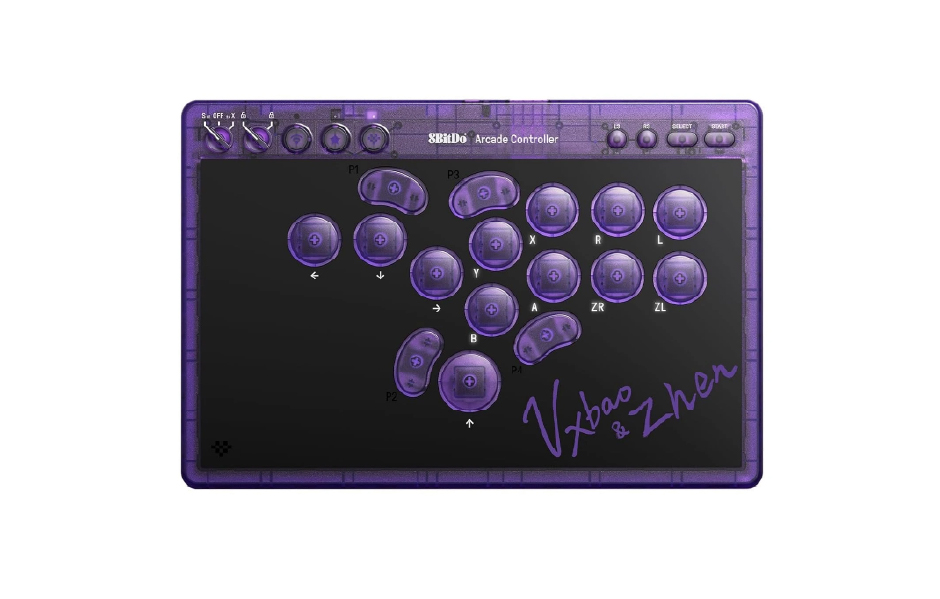 8BitDo Bluetooth Arcade Controller Transparent Purple — Vortex Vault ...