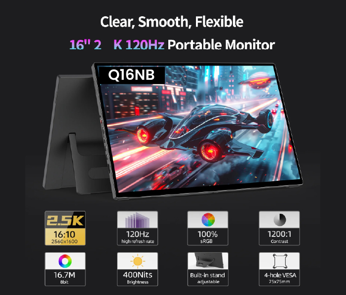 Intehill Portable Monitor 16 inch 2K 120Hz (Q16NB)
